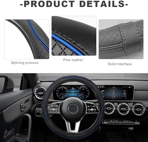 Car Steering Wheel Cover, 15 Inch Anti-Slip Breathable Leather Auto Steering - Image 4