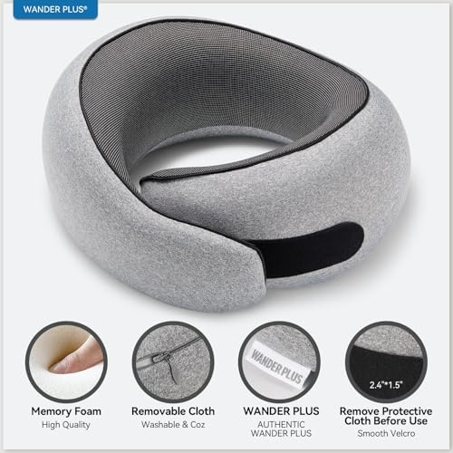 WANDER+® Travel Neck Pillow, Memory Foam Neck Pillow - Image 3