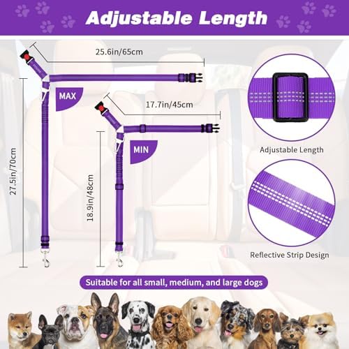 BWOGUE Dog Seat Belt for Car, Headrest Restraint Reflective Bungee, 1 Pack - Image 2
