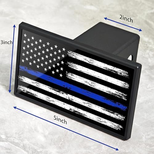 American Flag Aluminum Trailer Hitch Cover, Thin Blue Line, 2 inch - Image 2