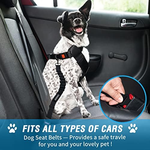 COOYOO Dog Seat Belt, 3 Piece Set Retractable Dog Car Harness Adjustable Seat - Image 2