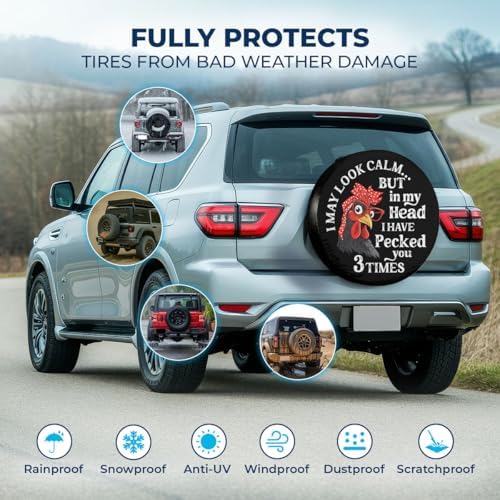 GENANY Funny Chicken Quote Thick PVC Leather Spare Tire Cover Size 16 - Image 3