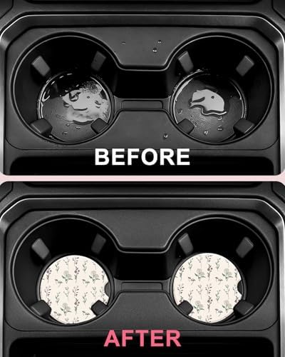Swooflia Elegant Ceramic Car Coasters Cartoon Floral Cup Holder Coasters - Image 4