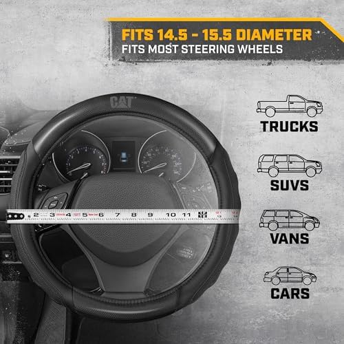 Cat® HexSport Black Carbon Fiber Steering Wheel Cover, Durable and Comfortable - Image 4