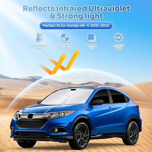 Canvcle Window Shades for Honda HRV 2016-2022 HR-V Accessories Windshield Sun - Image 2