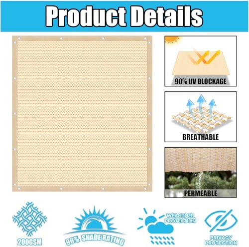 Amagenix 90% Pergola Shade Cover 5' X 12' Sun Shade Cloth - Image 3
