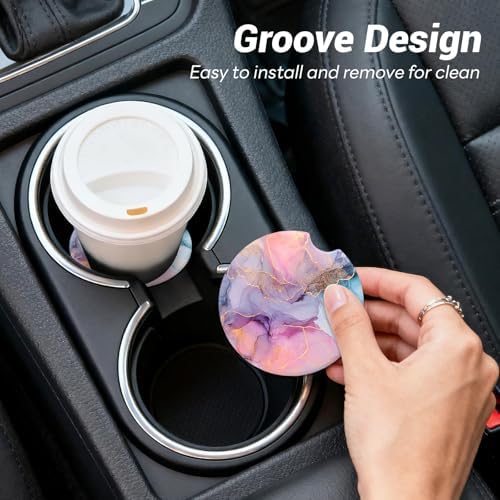 Car Cup Holder Ceramic Coasters 2 Pack, 2.56 in Anti Slip Absorbent Coaster - Image 7