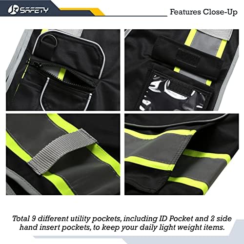 JKSafety Safety Vest for Men Women Reflective Hi Vis JK901 Black 2XL - Image 4