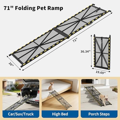 71" × 20" Vehicle Pet Ramp, Steel Dog Ramp - Image 2
