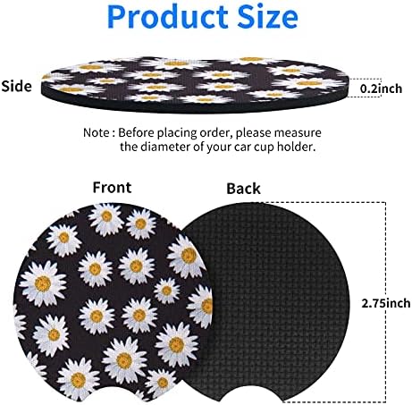 tifanso 2PCS Daisy Non-Slip Car Cup Holder Coasters - Image 2