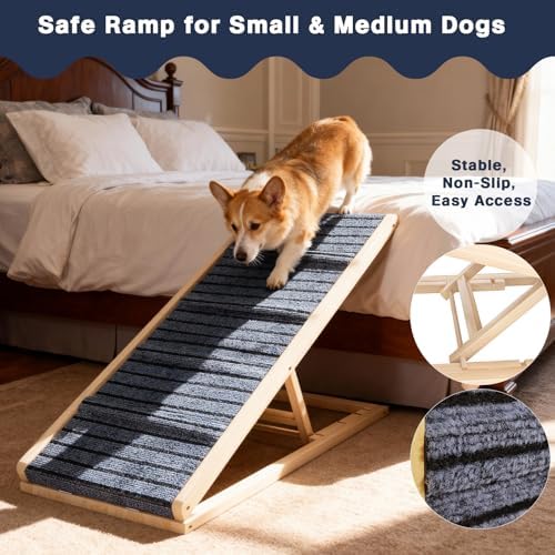 Adjustable Wooden Dog Ramp for Small & Medium Dogs, 39.4" Long x 15.8" Wide - Image 2