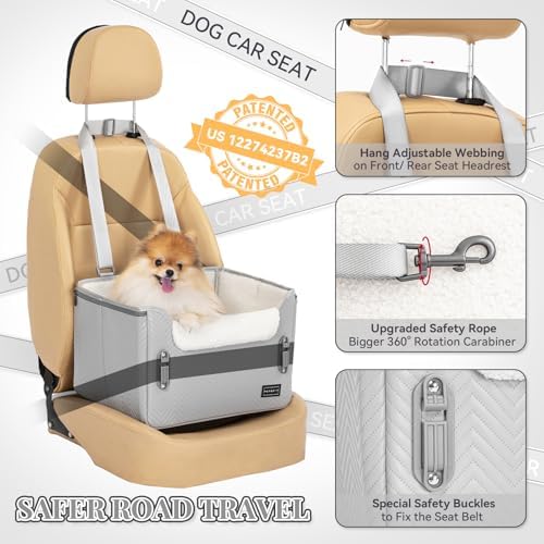 PETSFIT Dog Booster Car Seat, Waterproof PU Leather Dog Car Seats - Image 3