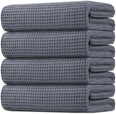 HOMEXCEL Waffle Bath Towels Set of 4 Pack, Waffle Towels by HOMEXCEL