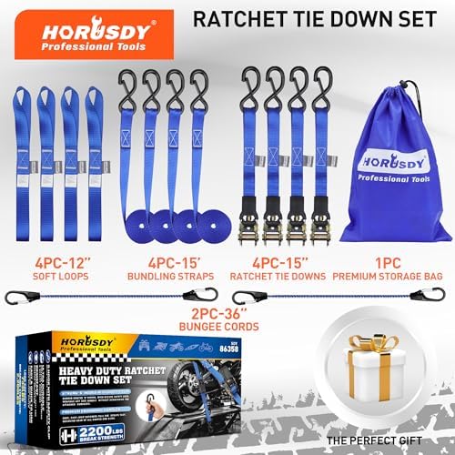 Ratchet Straps Heavy Duty, Tie Down Straps Ratchet Set, 2200 LB Break Strength - Image 6