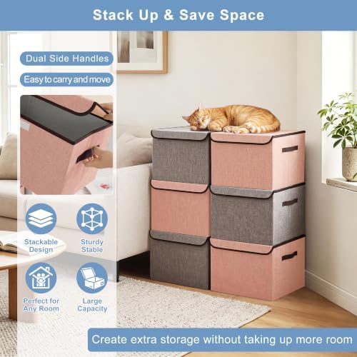 Bagnizer Linen Fabric Foldable Storage Cube Bin Organizer Basket - Image 5