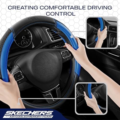 Skechers Air-Cooled Steering Wheel Cover, Air Cool Mesh Leather Car Steering - Image 5
