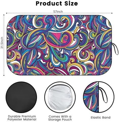 Windshield Sun Shade, Reflective Car Sunshade Blocks Heat, 57 x 31.5 in - Image 2