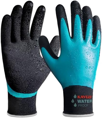 KAYGO Waterproof Work Gloves, Non-Slip Double Latex Coated by KAYGO