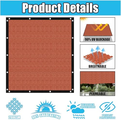 Amagenix 90% Pergola Shade Cover 8' X 15' Sun Shade Cloth - Image 3