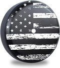 Black White American Flag Spare Tire Cover by IUSCUST