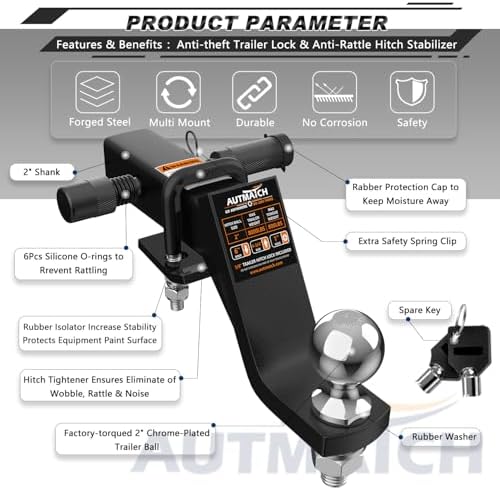 AUTMATCH Trailer Hitch Ball Mount - Image 4