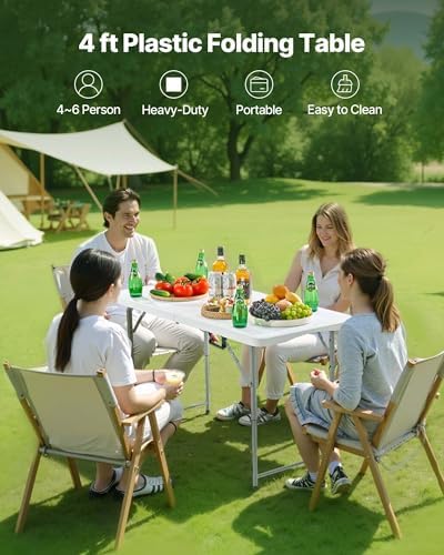 VEVOR Folding Table, Heavy Duty Portable Fold-in-Half Utility Table, Indoor - Image 4