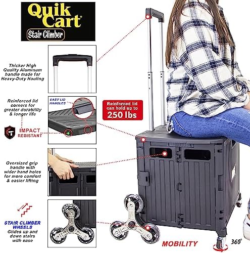 dbest Products Quik Cart Stair Climber Collapsible Rolling Crate - Image 2