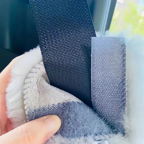 AOGELAN Fluffy Fuzzy Genuine Sheepskin Car Seat Belt Covers - Image 2