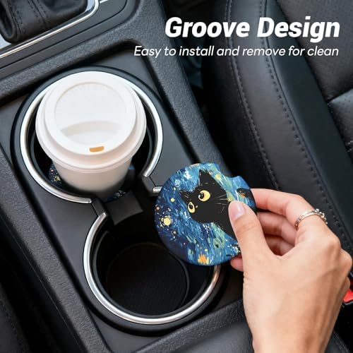 Car Cup Holder Ceramic Coasters 2 Pack, 2.56 in Anti Slip Absorbent Coaster - Image 7