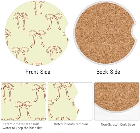 Cute Bowknot Car Coasters, Absorbent 2 Pack - Image 3