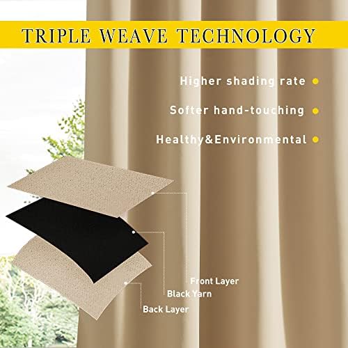 NICETOWN Outdoor Curtains for Balcony Waterproof W46xL63 Biscotti Beige - Image 5