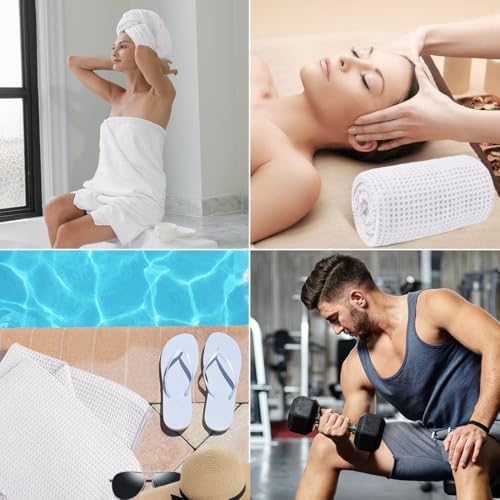 HOMEXCEL White Waffle Bath Towels Set of 4 Pack, Waffle Towels - Image 7
