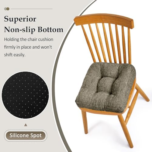 downluxe Chair Cushions for Dining Chairs 2 Pack, Tufted Indoor Chair Pads - Image 3