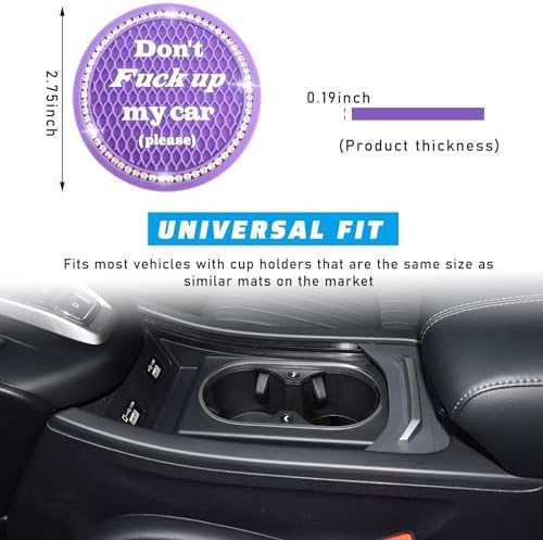 4 PCS Bling Car Cup Coaster, 2.75 Inch Anti-Slip Cup Holder Insert Coasters - Image 2
