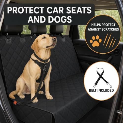 Back Seat Cover for Dogs, 600D Waterproof Split Bench Car Seat Protector - Image 4