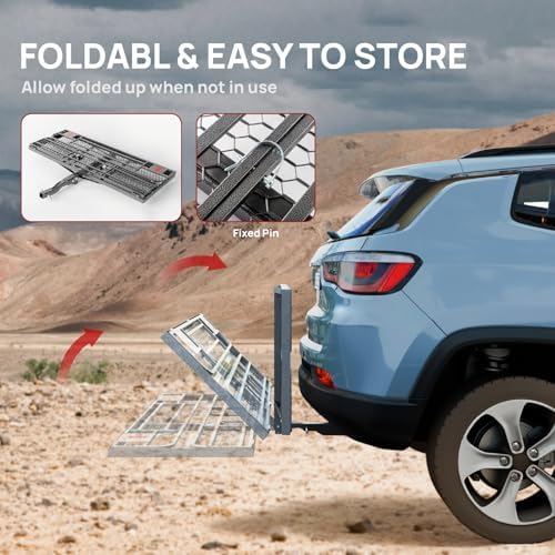 Bonnlo 60''X 24''X14'' Folding Hitch Mount Cargo Carrier Basket - Image 3