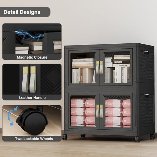 Stackable Storage Bins with Doors & Lids & Wheels - Image 5