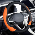 Coverado Car Steering Wheel Cover, Nappa Leather Black & Orange Steering Wheel by COVERADOAUTO