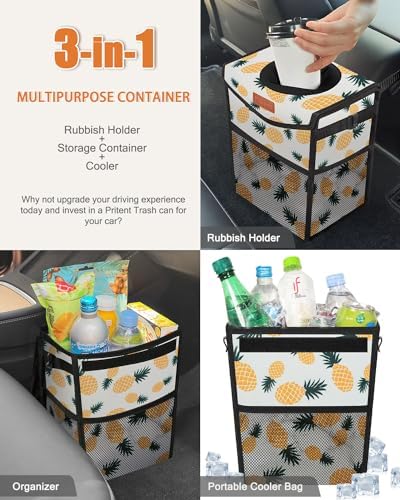 Pritent Car Trash Can with Lid Leakproof Car Garbage Bag Vehicle Trash Bin - Image 5