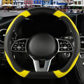 Black Yellow Microfiber Leather D Shaped Steering Wheel Cover by Binsheo