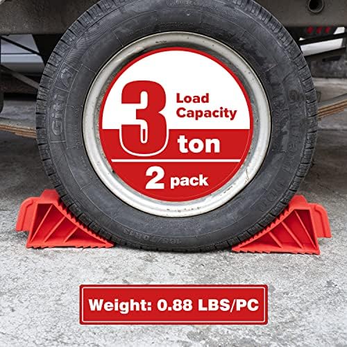 Wheel Chocks, for RV Trailer Camper Truck, Heavy Duty ABS 2 Pack Red - Image 6