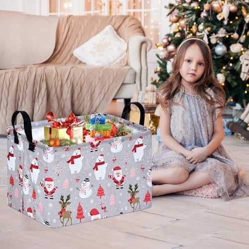MAIZMZ Christmas Basket for Kids Gifts Santa Claus Snowman Storage Baskets - Image 4