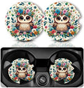 Yonlevres Car Coasters for Cup Holders, Flower Owl, 2 Pack by Yonlevres