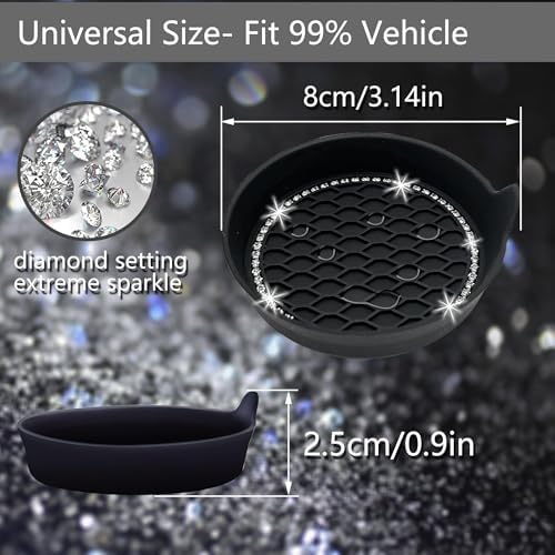 NBTEPEM 2pcs Bling Car Cup Holder Coaster, 2.75 inch Anti-Slip Shockproof - Image 2