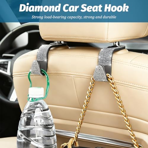 Zpana 4PCS Bling Car Seat Headrest Hooks, Vehicle Back Seat Purse Handbag - Image 3