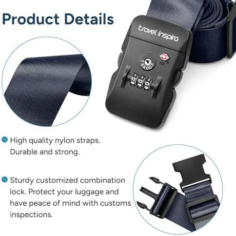 Travel Inspira TSA Approved Luggage Straps Heavy Duty Suitcase Belt - Image 2