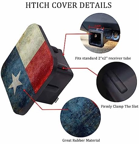 Texas Flag Trailer Hitch Tube Cover Plug Cap, Grunge The Lone Star American - Image 3