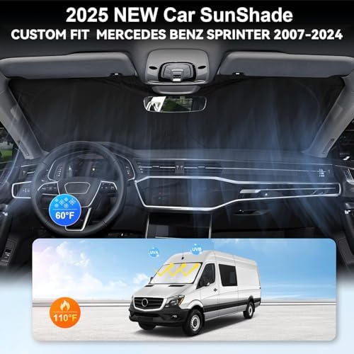 Windshield Sunshade for 2007-2026 Mercedes Benz Sprinter Window Sun Shades - Image 3