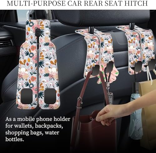 PU Leather Car Seat Hook, Storage Headrest Hanger, Cute Car Backseat Organizer - Image 2