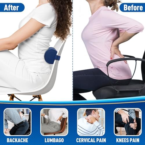 CushZone Memory Foam Lumbar Roll Support Pillow, Large Blue - Image 5
